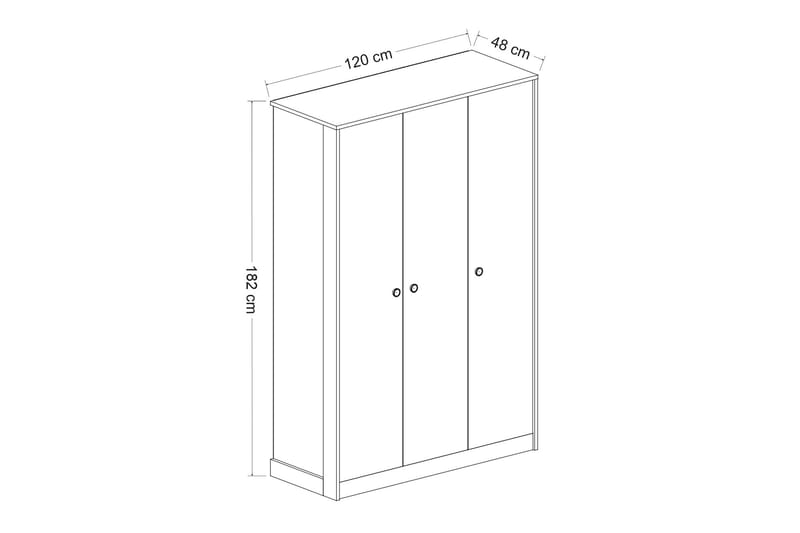 Berdez Garderob 120x182 cm - Vit - Förvaring - Klädförvaring - Garderob & garderobssystem