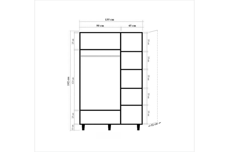 Brokind Garderob 135 cm - Brun/Grön - Garderob & garderobssystem - Klädskåp & fristående garderob