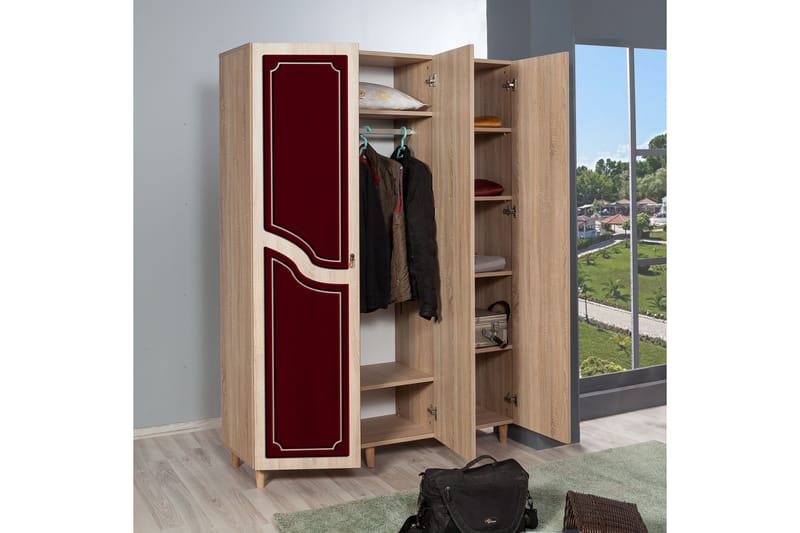Brokind Garderob 135 cm - Brun/Röd - Garderob & garderobssystem - Klädskåp & fristående garderob