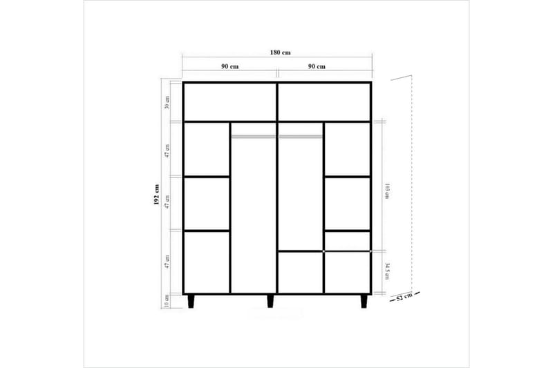 Brokind Garderob 180 cm - Brun/Ek - Garderob & garderobssystem - Klädskåp & fristående garderob