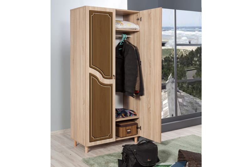 Brokind Garderob 90 cm - Brun - Garderob & garderobssystem - Klädskåp & fristående garderob