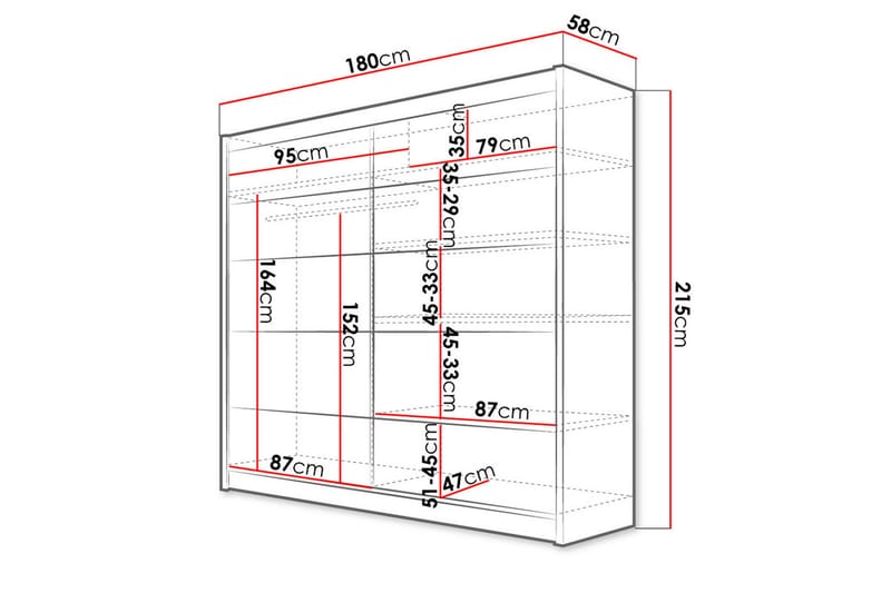 Canderbury Garderob 180x215 cm - Brun/Vit - Förvaring - Klädförvaring - Garderob & garderobssystem