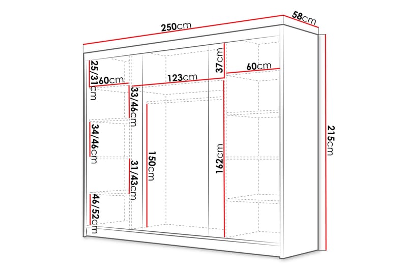 Cinerea Garderob 250x215 cm - Svart - Förvaring - Klädförvaring - Garderob & garderobssystem