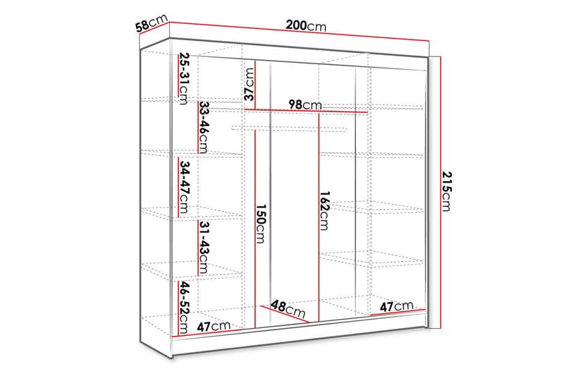 Cyria Garderob 200x215 cm - Beige - Förvaring - Klädförvaring - Garderob & garderobssystem