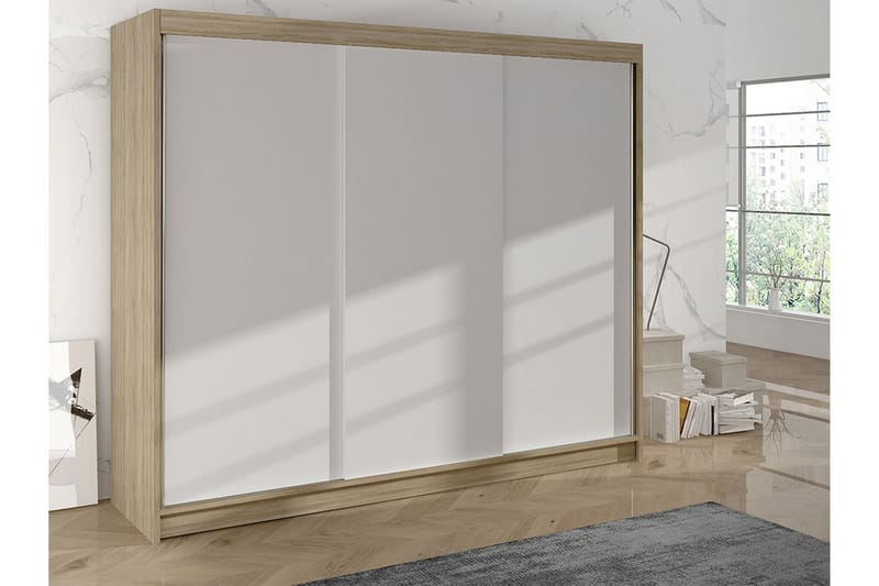 Cyria Garderob 200x215 cm - Beige/Vit - Förvaring - Klädförvaring - Garderob & garderobssystem