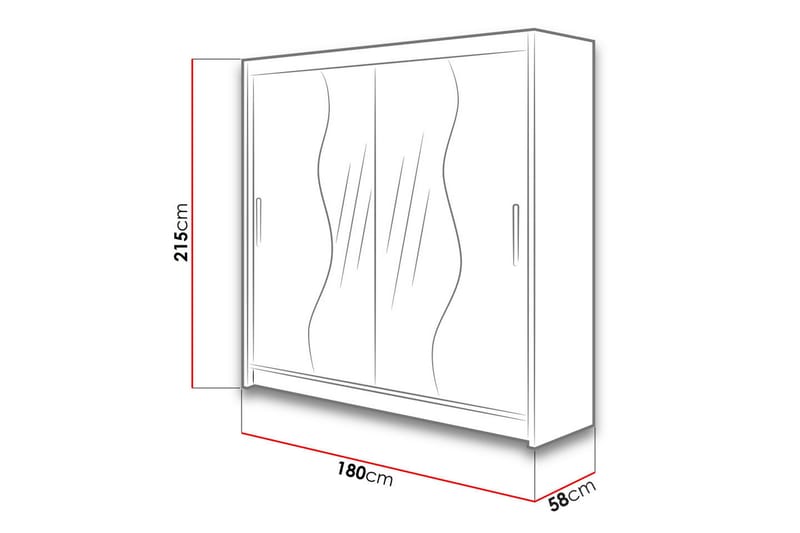 Dravon Garderob med Spegel 180x215 cm - Beige - Förvaring - Klädförvaring - Garderob & garderobssystem