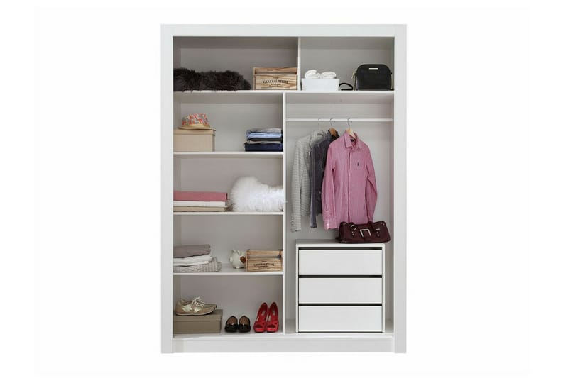 Edinbane Garderob m. Spegel - Vit - Garderob & garderobssystem - Klädskåp & fristående garderob