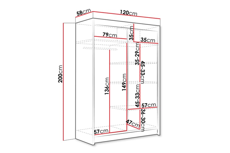 Estella Garderob 120x200 cm - Beige - Förvaring - Klädförvaring - Garderob & garderobssystem