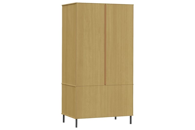 beBasic Klädskåp med metallben OSLO brun 90x55x172,5 massivt trä - Brown - Klädskåp & fristående garderob