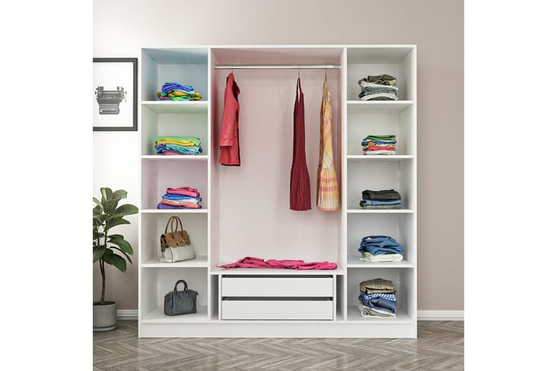 Fruitland Garderob 180 cm - Vit - Garderob & garderobssystem - Klädskåp & fristående garderob