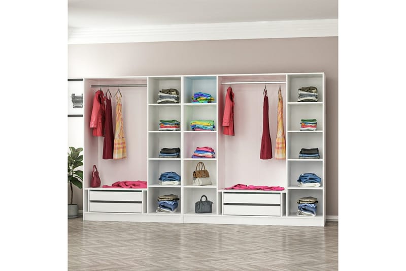 Fruitland Garderob 315 cm - Vit - Garderob & garderobssystem - Klädskåp & fristående garderob