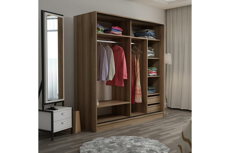 Fruitland Garderob med Spegel - Antracit - Garderob & garderobssystem - Klädskåp & fristående garderob