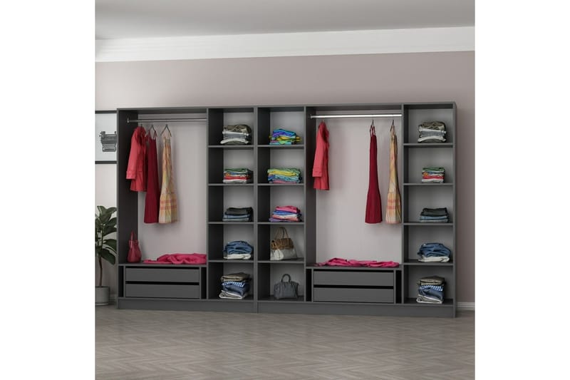 Fruitland Garderob med Spegel - Antracit - Garderob & garderobssystem - Klädskåp & fristående garderob
