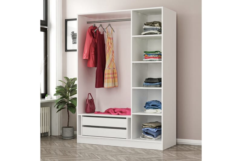 Fruitland Garderob med Spegel - Beige - Garderob & garderobssystem - Klädskåp & fristående garderob