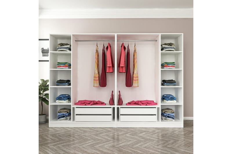 Fruitland Garderob med Spegel - Grå/Vit - Garderob & garderobssystem - Klädskåp & fristående garderob