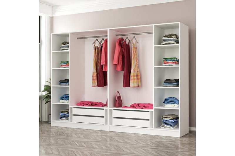 Fruitland Garderob med Spegel - Vit - Garderob & garderobssystem - Klädskåp & fristående garderob