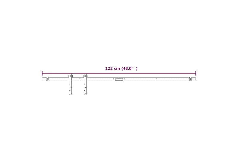 Mini skjutdörrsbeslag kolstål vit 122 cm - Vit - Skjutdörrar garderob