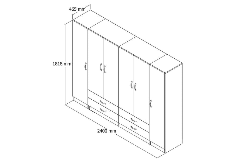 GRD Garderob 240 cm - Vit - Garderob & garderobssystem - Klädskåp & fristående garderob