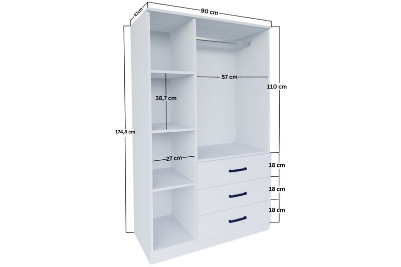 Haaken Garderob 90x174,8 cm - Mattvit - Förvaring - Klädförvaring - Garderob & garderobssystem