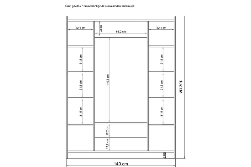 Inci Garderob 140x182 cm - Vit - Förvaring - Klädförvaring - Garderob & garderobssystem