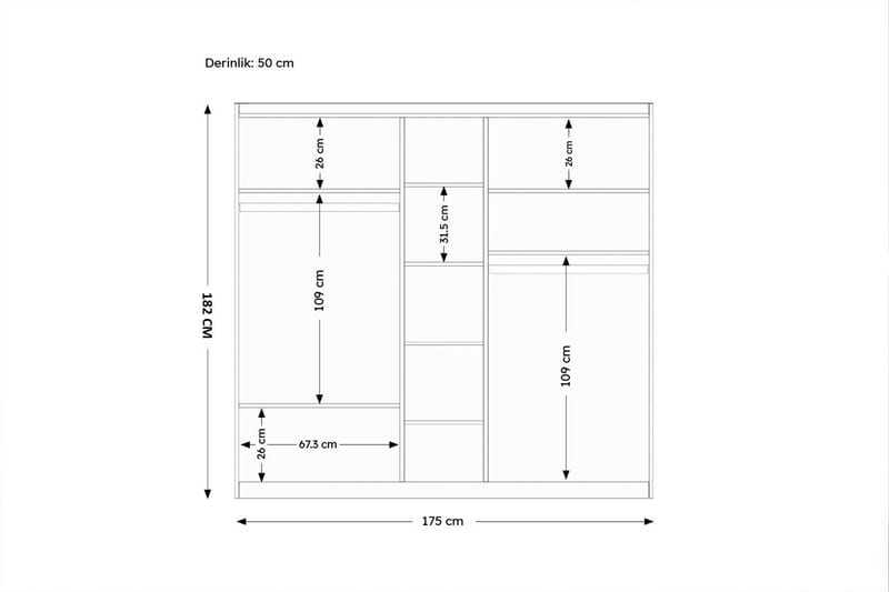 Inci Garderob 175x182 cm - Vit - Förvaring - Klädförvaring - Garderob & garderobssystem