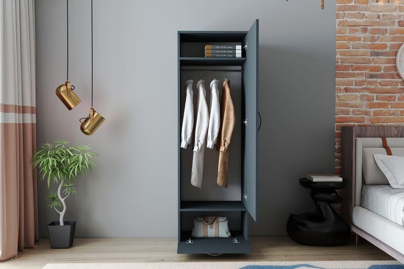 Kleoo Garderob 50x187 cm Antracit - Hanah Home - Garderob & garderobssystem - Klädskåp & fristående garderob