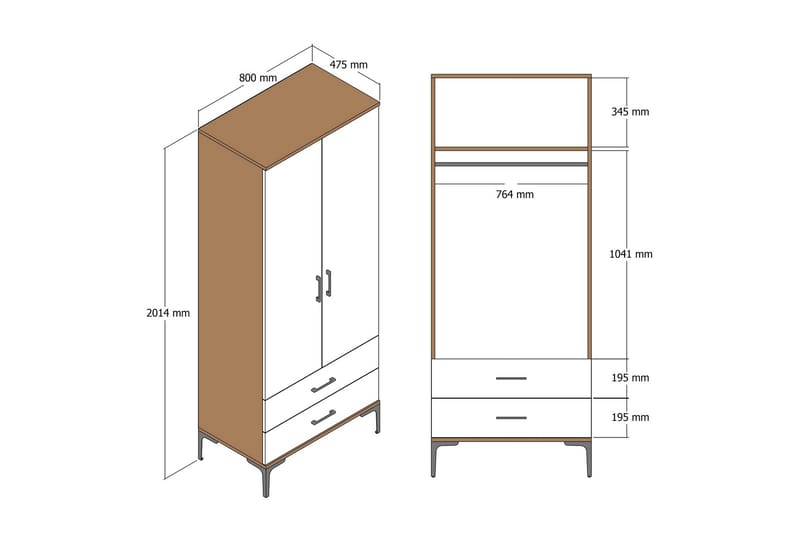 Kumsal Garderob 80 cm - Antracit - Garderob & garderobssystem - Klädskåp & fristående garderob