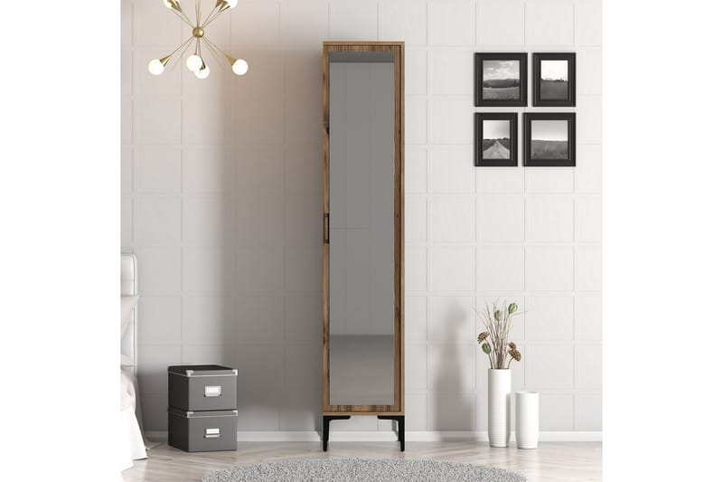 Kumsal Garderob med Spegel - Valnöt - Garderob & garderobssystem - Klädskåp & fristående garderob