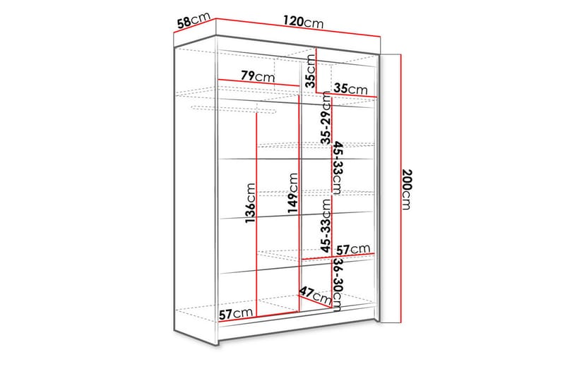 Liverpool Garderob 120x200 cm - Brun/Vit - Förvaring - Klädförvaring - Garderob & garderobssystem