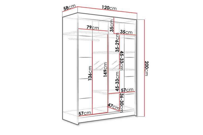 Liverpool Garderob med Spegel 120x200 cm - Beige - Förvaring - Klädförvaring - Garderob & garderobssystem