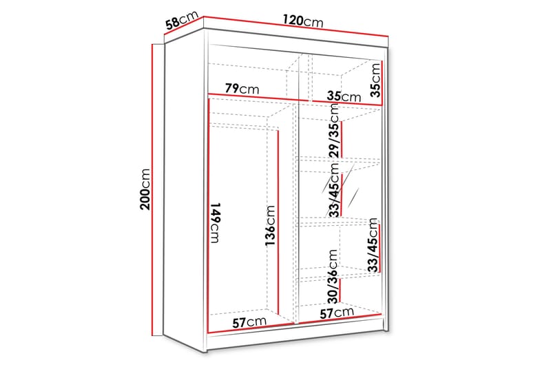 Lungos Garderob med Spegel 120x200 cm - Beige - Förvaring - Klädförvaring - Garderob & garderobssystem