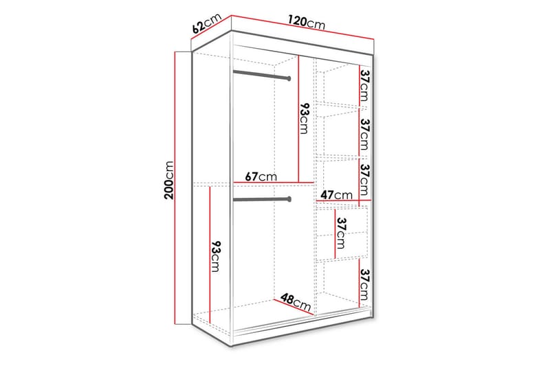 Marmuria Garderob 120 cm Marmormönster - Svart - Förvaring - Klädförvaring - Garderob & garderobssystem