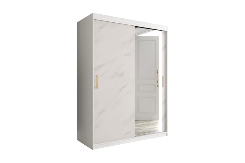 Marmuria Garderob med Spegel 150 cm Marmormönster - Vit/Guld - Garderob & garderobssystem - Barngarderob - Klädskåp & fristående garderob