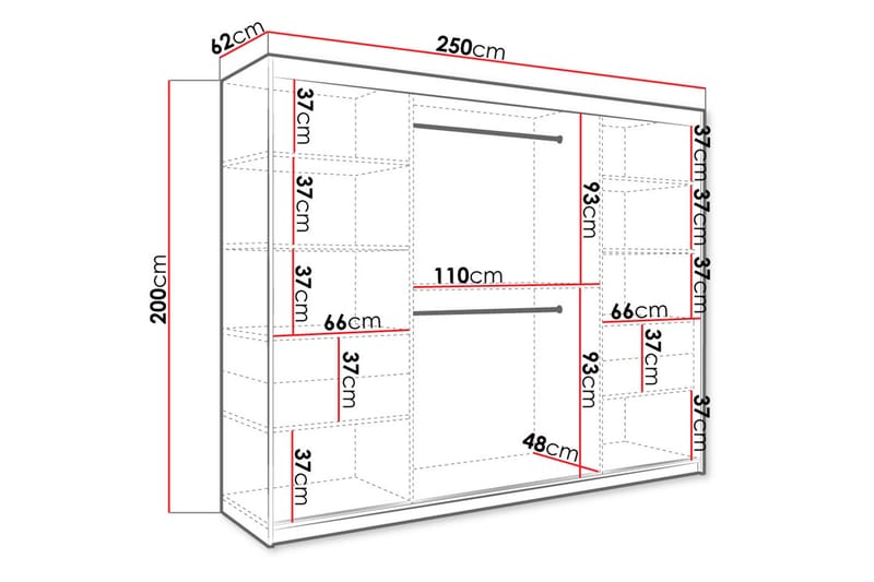 Marmuria Garderob med Speglar Mitt 250 cm Marmormönster - Svart/Vit/Guld - Garderob & garderobssystem - Klädskåp & fristående garderob