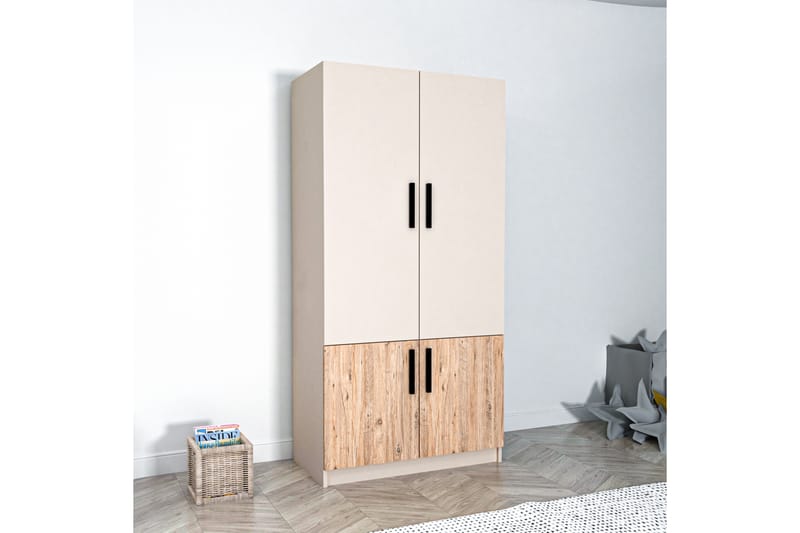 Newra Garderob 90x180 cm - Brun/Beige - Förvaring - Klädförvaring - Garderob & garderobssystem