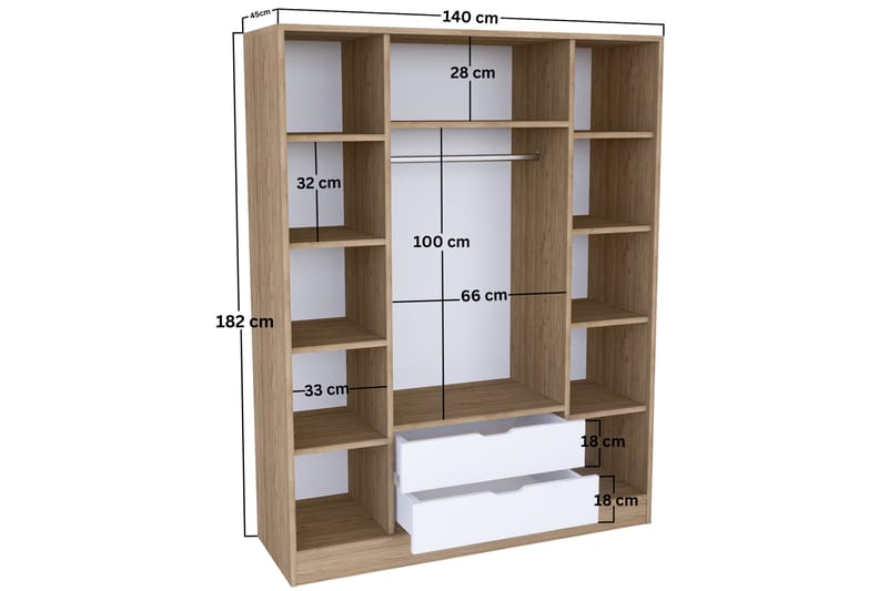 Nordhs Garderob 170x183 cm - Ljusbrun/Vit - Förvaring - Klädförvaring - Garderob & garderobssystem