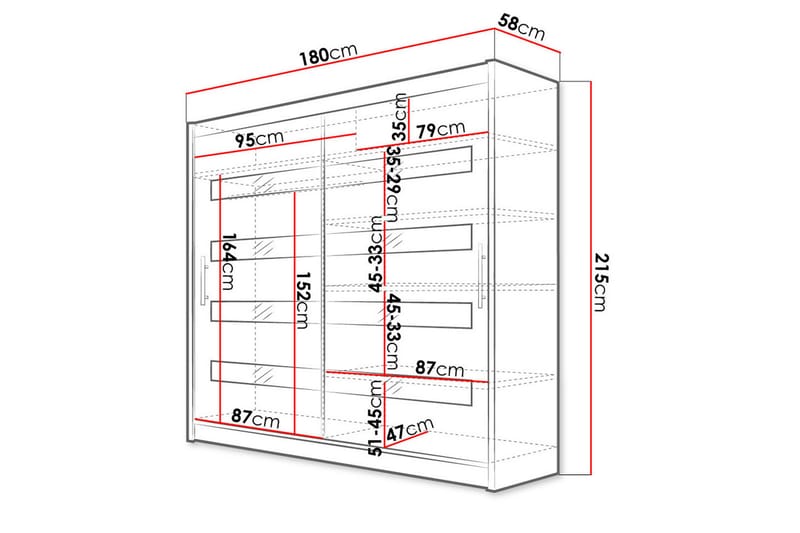 Prag Garderob 180x215 cm - Svart - Förvaring - Klädförvaring - Garderob & garderobssystem