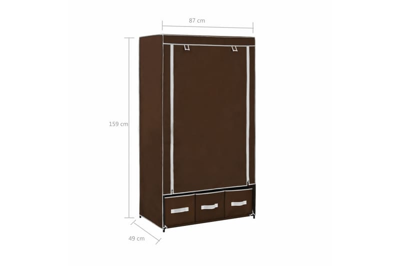 Garderob brun 87x49x159 cm tyg - Brun - Resegarderob