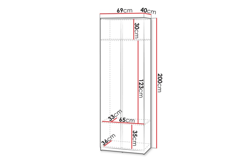 Simply Garderob 69 cm - Grå - Förvaring - Klädförvaring - Garderob & garderobssystem