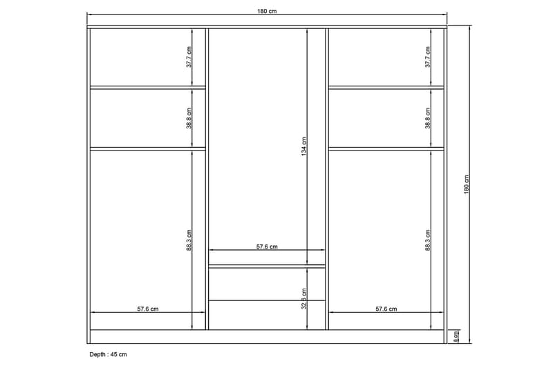 Viraa Garderob 180x180 cm - Vit - Förvaring - Klädförvaring - Garderob & garderobssystem