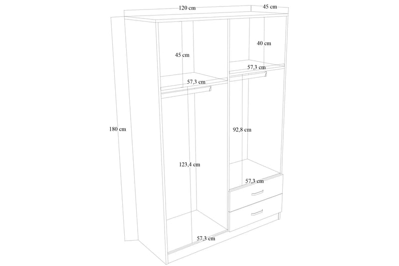 Yaman Garderob 120x180 cm - Mattvit - Förvaring - Klädförvaring - Garderob & garderobssystem