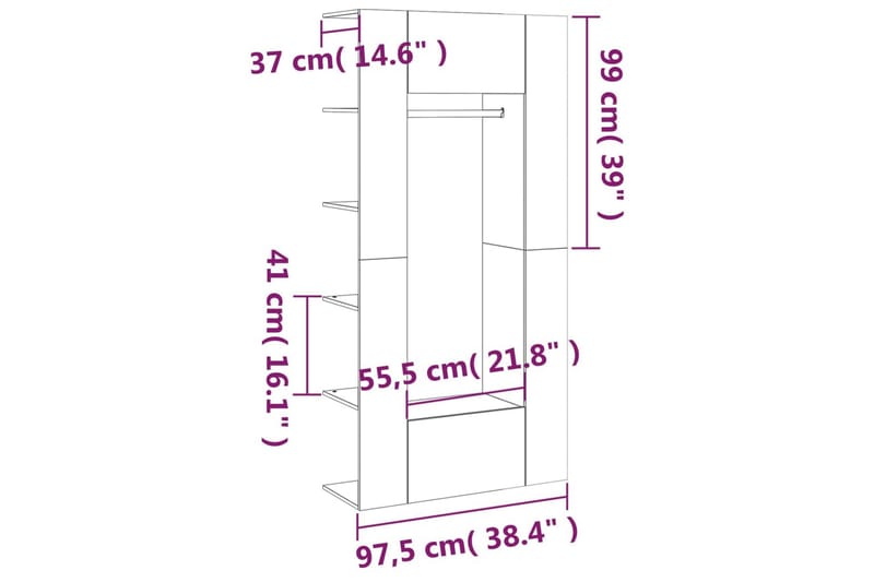 beBasic Hallskåp 2 st sonoma-ek konstruerat trä - Brown - Förvaring - Klädförvaring - Klädhängare - Klädställning
