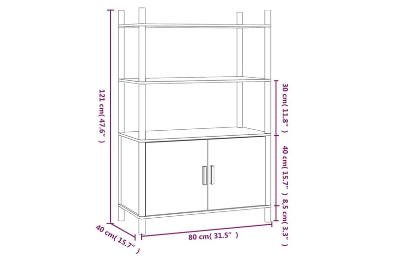 beBasic Högskåp vit 80x40x121 cm konstruerat trä - White - Förvaringsskåp