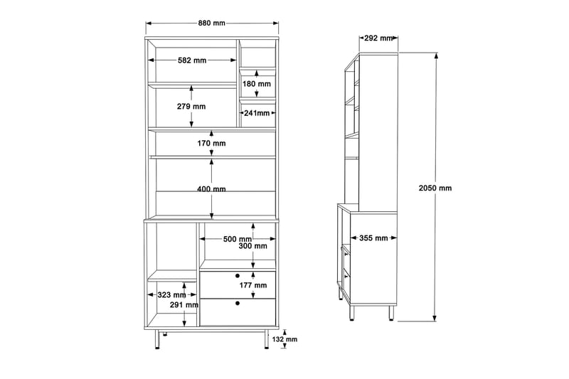 Donae Highboard - Ek/Antracit - Förvaring - Skåp - Förvaringsskåp