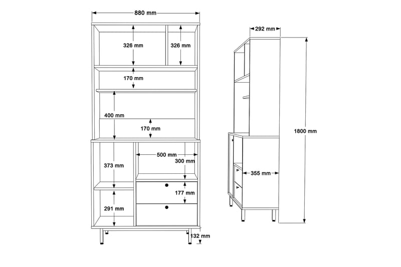 Donae Highboard - Ek/Antracit - Förvaring - Skåp - Förvaringsskåp