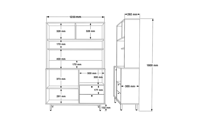 Donae Highboard - Ek/Antracit - Förvaring - Skåp - Förvaringsskåp