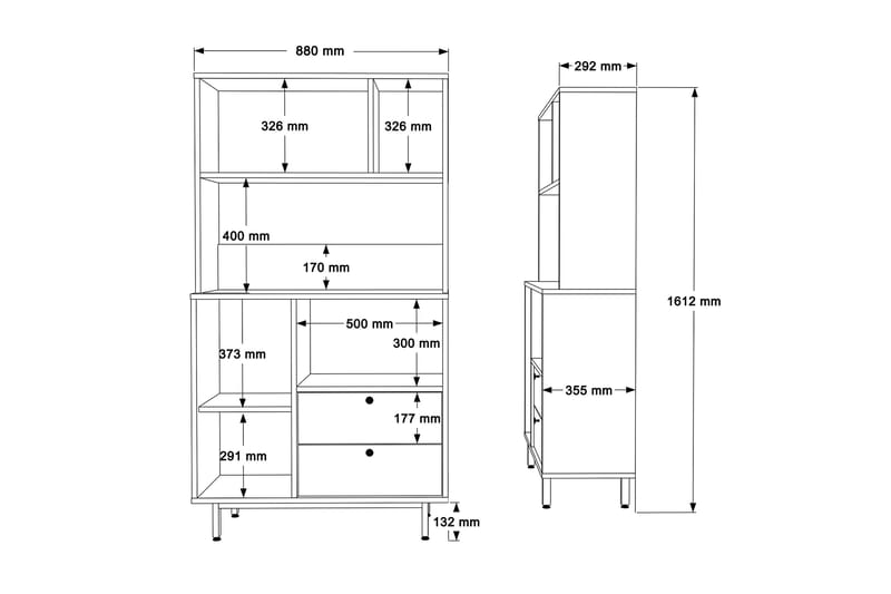 Donae Highboard - Ek/Antracit - Förvaring - Skåp - Förvaringsskåp