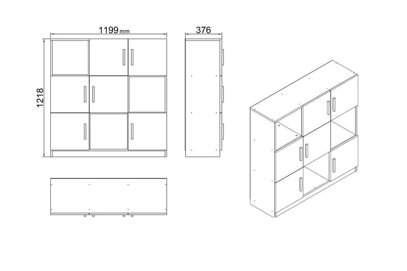 Celtigar Highboard 38x120 cm - Teak/Antracit - Förvaringsskåp