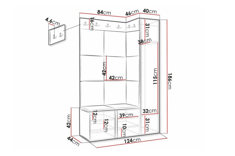 Dunvegan Highboard - Vit - Förvaringsskåp