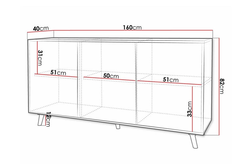 Glenndale Highboard - Vit - Förvaringsskåp